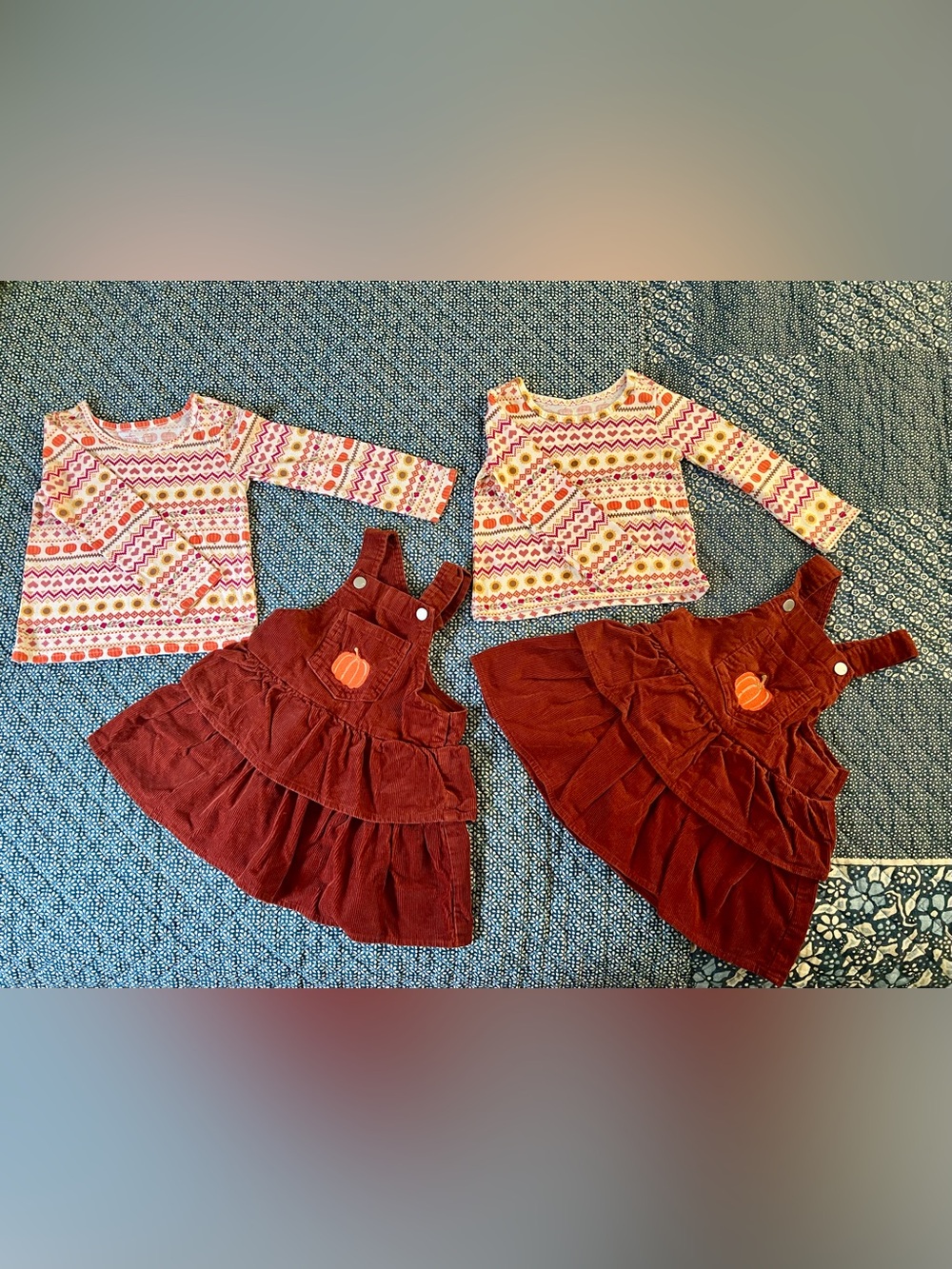 TWIN GIRLS| The Children's Place Rust Pumpkin Corduroy Dress Size 12-18M